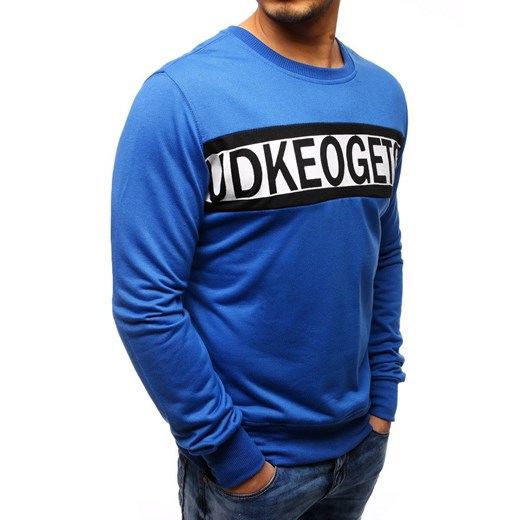 Bluza męska z nadrukiem niebieska (bx3506)