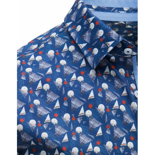 Koszula męska niebieska Dstreet elegancka z bawełny w abstrakcyjnym wzorze 
