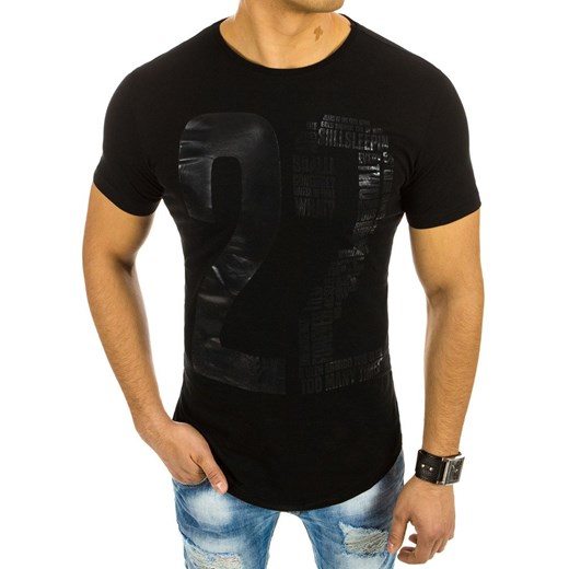 T-shirt męski z nadrukiem czarny (rx2069)