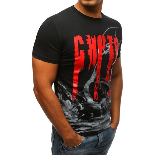 T-shirt męski z nadrukiem czarny (rx2968)