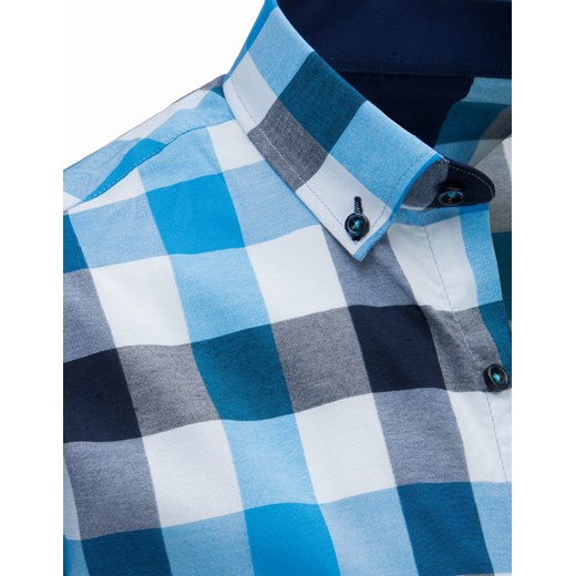Koszula męska Dstreet z długim rękawem niebieska bawełniana z klasycznym kołnierzykiem 