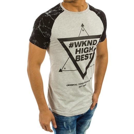 T-shirt męski z nadrukiem szary (rx2194)