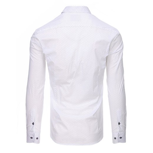 Biała koszula męska we wzory z długim rękawem (dx1473)