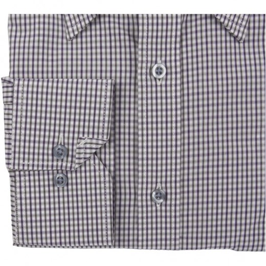 Bordowo beżowa bawełniana koszula Chiao w kratkę  Chiao 176-182 / 40 mensklep