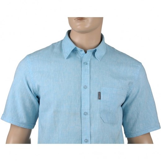 Koszula męska Aldo Vrandi niebieska z krótkimi rękawami bez wzorów 