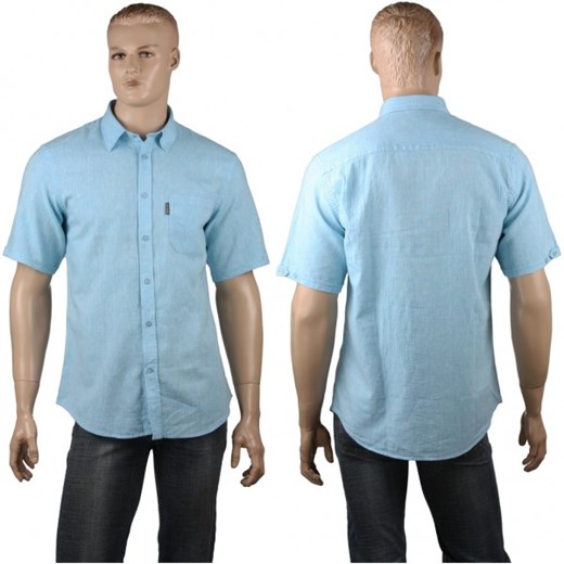 Koszula męska niebieska Aldo Vrandi z krótkimi rękawami bawełniana 