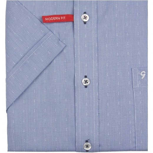 Non Iron - błękitna koszula bawełniana z delikatnym wzorem z krótkim rękawem Modern Fit Ben Green  48 mensklep