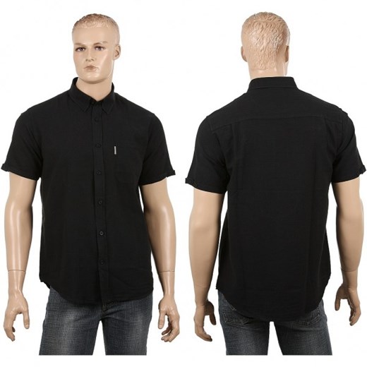 Czarna, lniana koszula męska z krótkim rękawem Aldo Vrandi  Aldo Vrandi XL mensklep