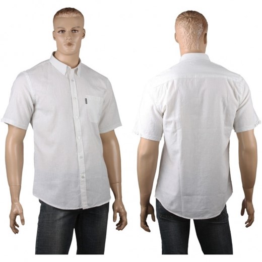 Lniana koszula męska z krótkim rękawem Aldo Vrandi w kolorze białym Aldo Vrandi  L mensklep