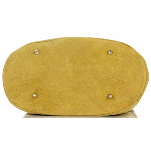 Shopper bag Genuine Leather skórzana w stylu boho z frędzlami duża 