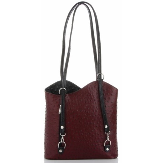 Shopper bag Genuine Leather duża czerwona na ramię 
