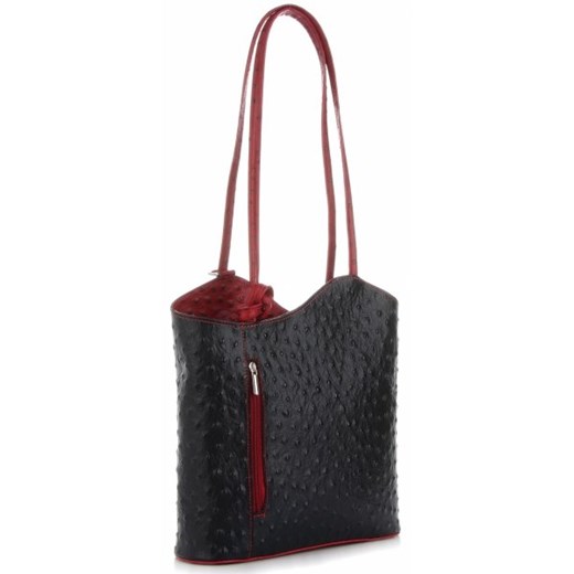 Shopper bag Genuine Leather ze skóry elegancka bez dodatków ze zdobieniami 