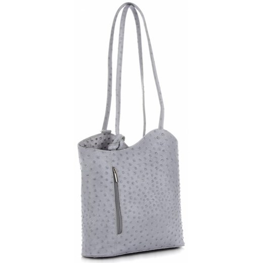 Shopper bag szara Genuine Leather elegancka matowa 