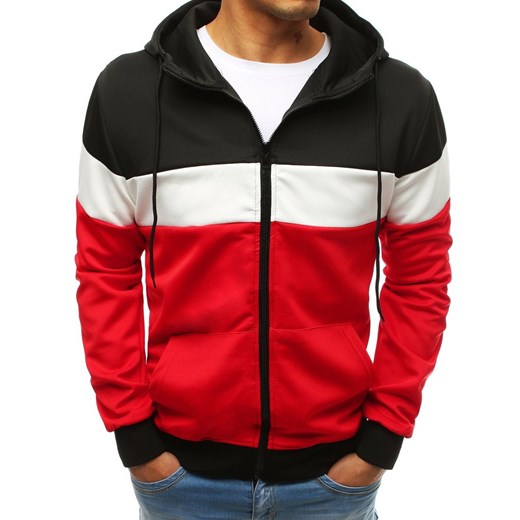 Bluza męska rozpinana z kapturem czarno-czerwona (bx3925)  Dstreet L  promocyjna cena 