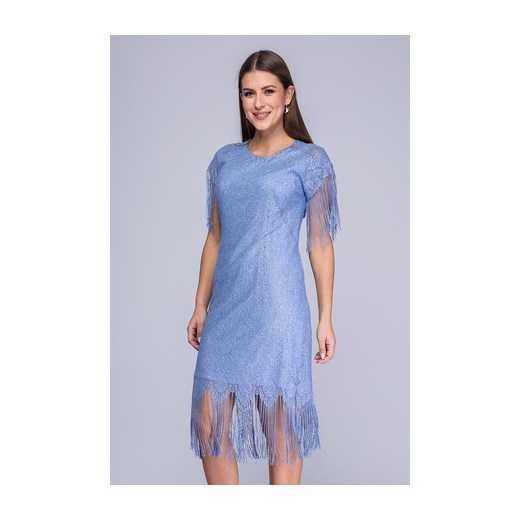 Sukienka niebiesko-srebrzysta koronka Pola  Semper 40 