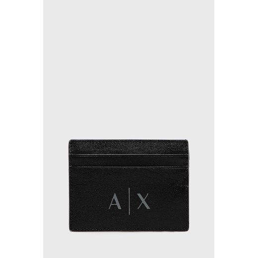 Czarny portfel męski Armani z napisami 