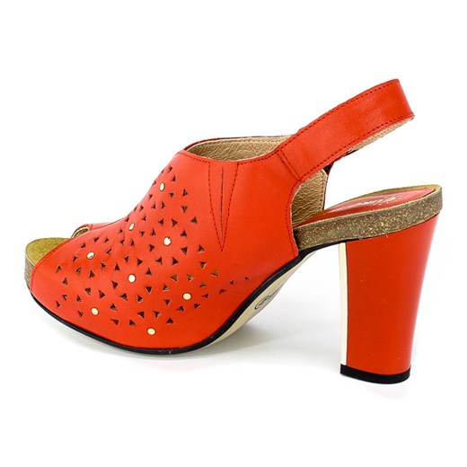 Sandały damskie Euro Moda czerwone na wysokim obcasie z klamrą casual na lato 