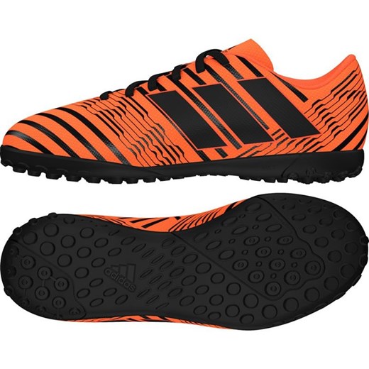 Buty sportowe dziecięce pomarańczowe Adidas ze skóry sznurowane 