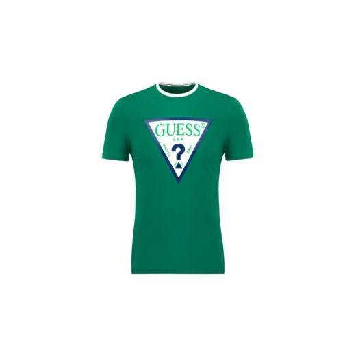 T-shirt męski Guess zielony na wiosnę z krótkim rękawem 