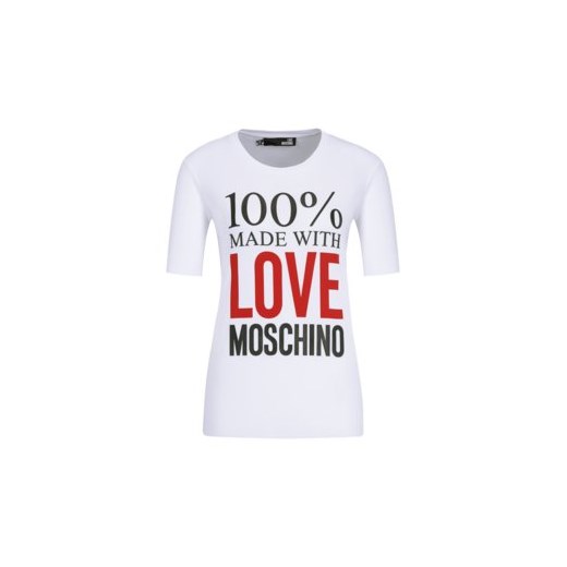 Sukienka Love Moschino biała na spacer prosta z okrągłym dekoltem casual 