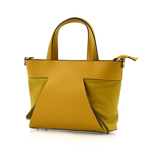 Shopper bag Vera Pelle żółta matowa bez dodatków 