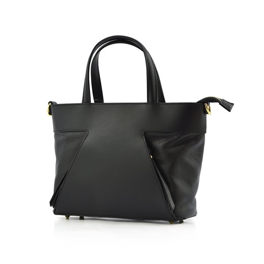 Shopper bag Vera Pelle czarna do ręki 