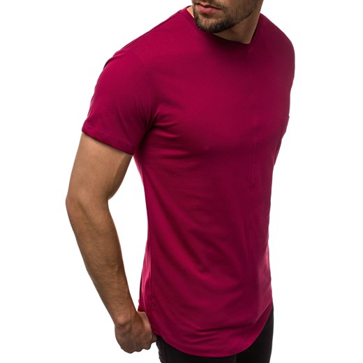 T-shirt męski Ozonee czerwony gładki 