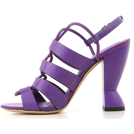 Sandały damskie Salvatore Ferragamo fioletowe bez wzorów na wysokim obcasie na 