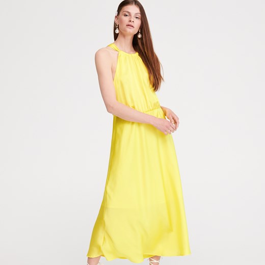 Reserved - Długa sukienka z wiązaniem przy szyi - Żółty  Reserved 42 