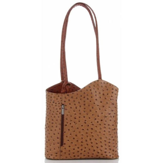 Shopper bag Genuine Leather skórzana mieszcząca a6 w stylu młodzieżowym zdobiona 