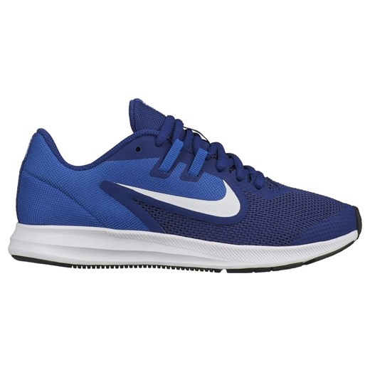 Buty sportowe damskie Nike dla biegaczy downshifter niebieskie bez wzorów sznurowane 