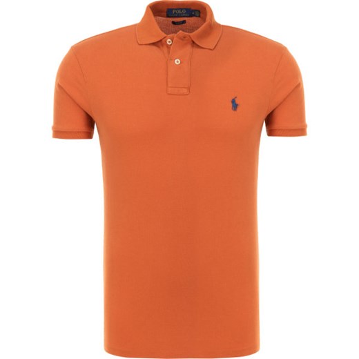 Polo Ralph Lauren t-shirt męski z krótkim rękawem pomarańczowa bez wzorów na lato 