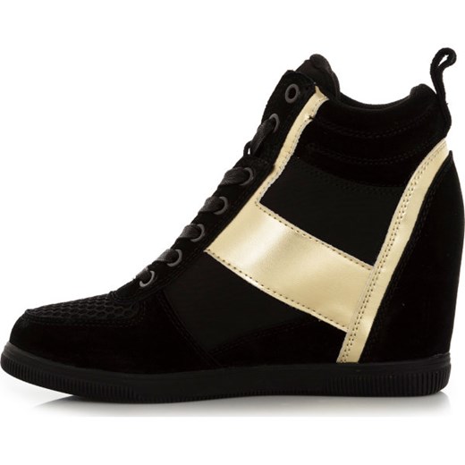 Sneakersy damskie Calvin Klein na wiosnę młodzieżowe czarne na koturnie bez wzorów skórzane