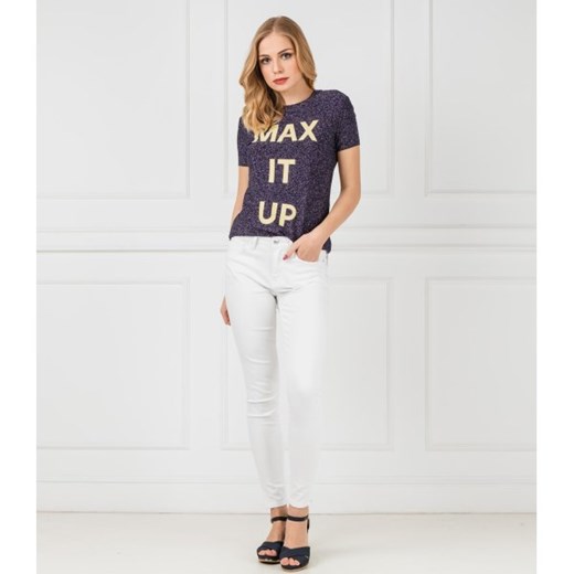 Bluzka damska Max & Co. z okrągłym dekoltem z krótkim rękawem z napisami 