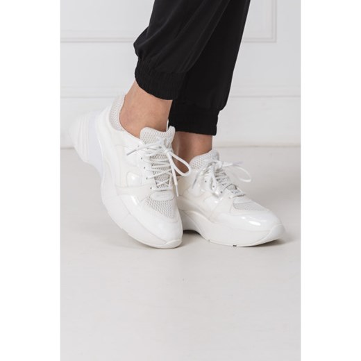 Białe sneakersy damskie Pinko młodzieżowe bez wzorów wiązane wiosenne 