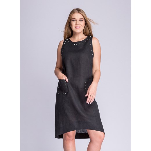 Sukienka Semper oversize z okrągłym dekoltem czarna bez rękawów z wiskozy 