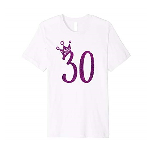 Bluzka damska Purple 30th Birthday Tshirt Bday Shirt młodzieżowa biała z krótkimi rękawami 