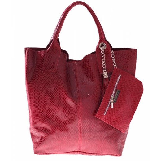 Shopperbag modna torebka Skórzana Lakier Czerwona (kolory)