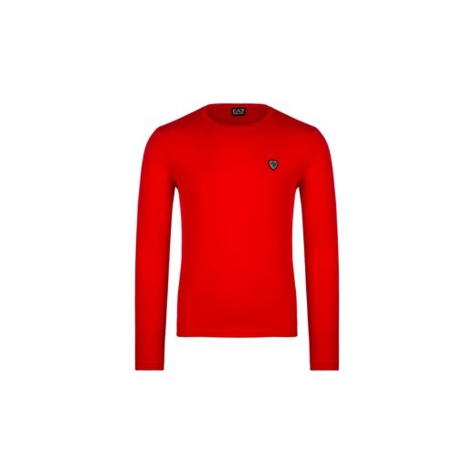 Czerwony t-shirt męski Ea7 Emporio Armani z długim rękawem 