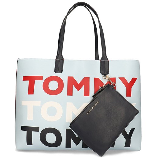 Shopper bag Tommy Hilfiger wielokolorowa ze skóry ekologicznej młodzieżowa 