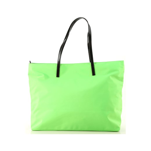 Shopper bag zielona Versace bez dodatków nylonowa na ramię mieszcząca a7 