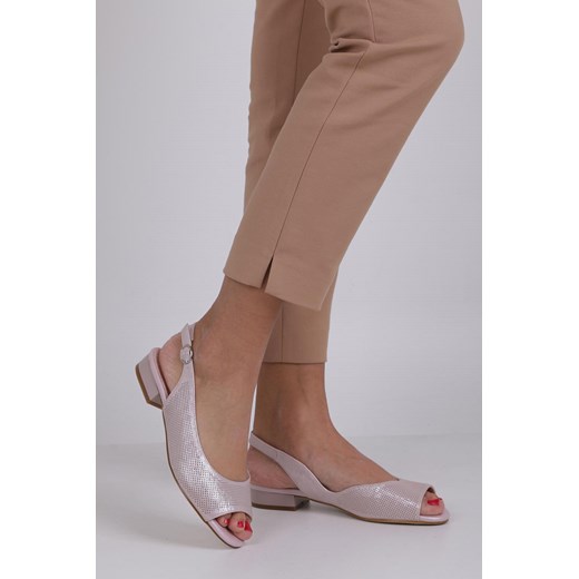 Sergio Leone sandały damskie letnie różowe z niskim obcasem eleganckie 