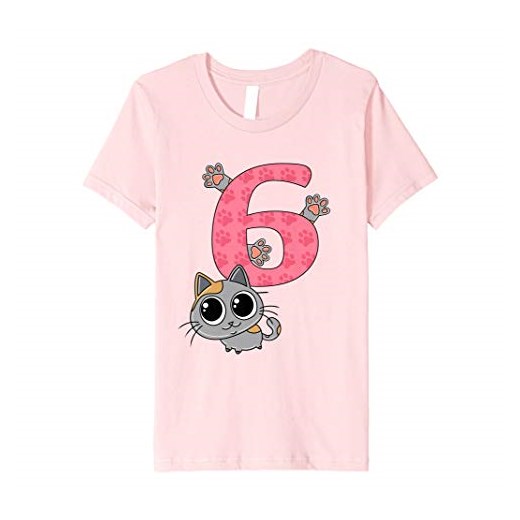 Dziecięca koszulka urodzinowa 6 lat dziewczynka kot 6. urodziny