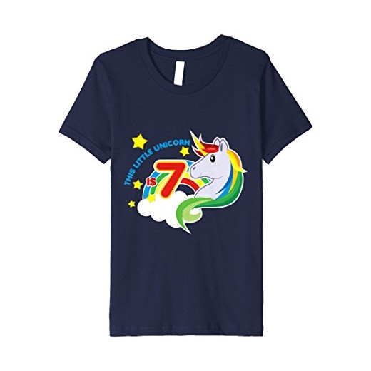 Dzieci 7. Urodziny Dziewczynka T-Shirt jednorożec Rainbow 7 lat