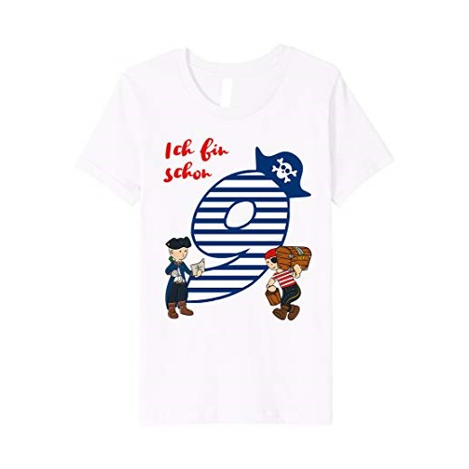 Dziecięcy t-shirt urodziny 9 lat chłopiec pirat Ich bin schon 9