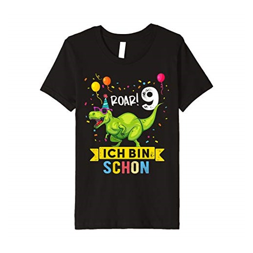 T-shirt chłopięce Ich Bin Schon 9 Geburtstag Dinosaurier Shirt 