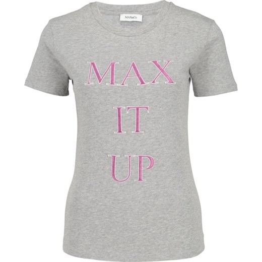 Bluzka damska Max & Co. z napisami z krótkimi rękawami 