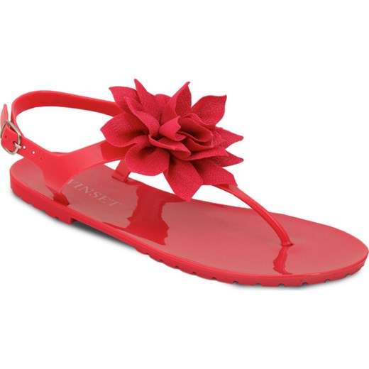 Twin Set sandały damskie czerwone w kwiaty z klamrą 