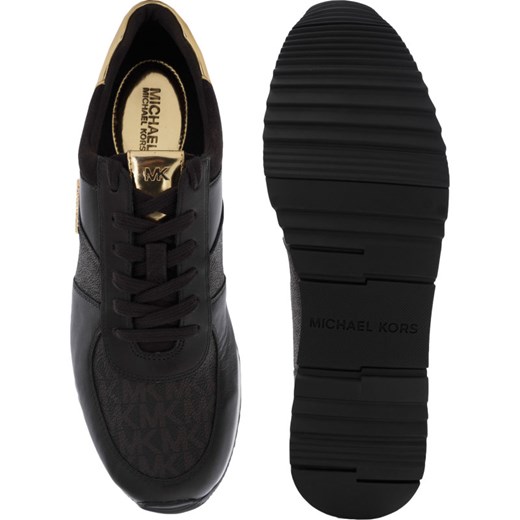 Buty sportowe damskie czarne Michael Kors sneakersy w stylu młodzieżowym skórzane na płaskiej podeszwie sznurowane 