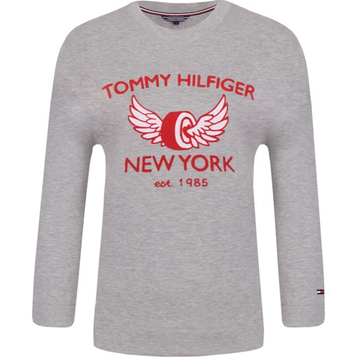 Bluza damska Tommy Hilfiger szara krótka casual z tkaniny jesienna 